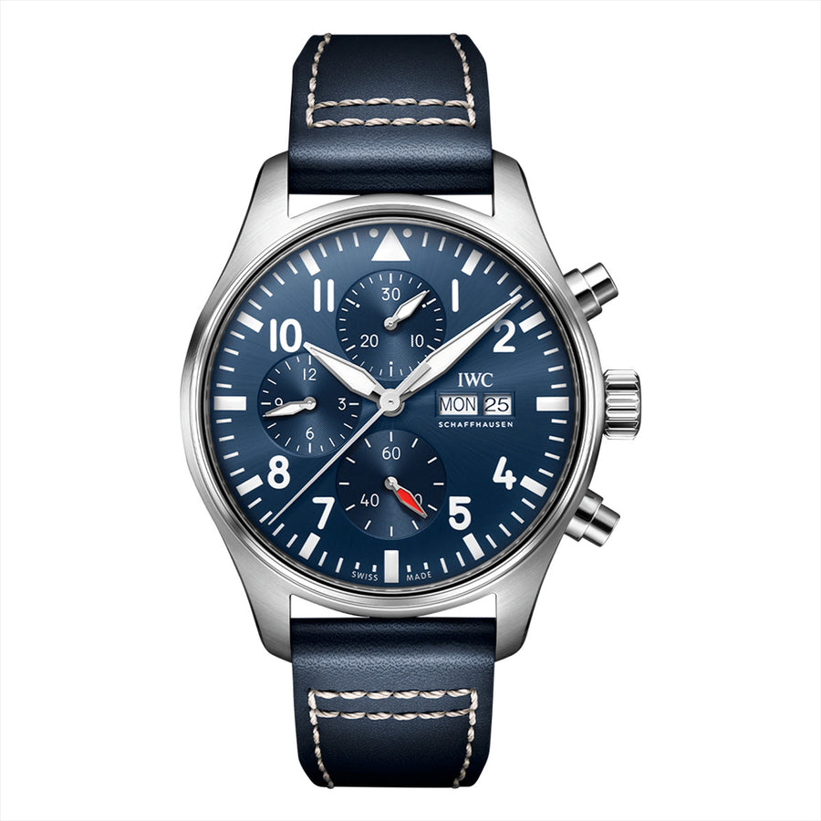43mm Pilot's Chronograph Watch with Blue Dial in Stainless Steel, Strap