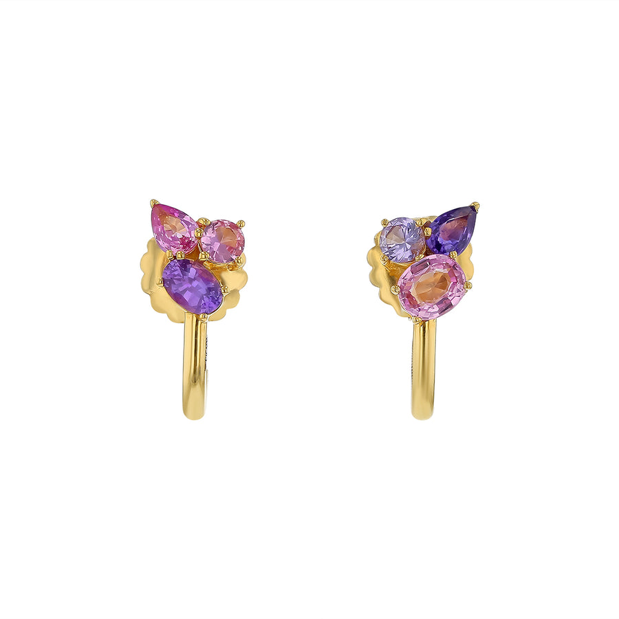 1.73ct Pink Sapphire and 1.65ct Spinel Stud Earrings in 18K Yellow Gold