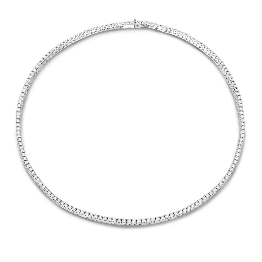 Diamond Tennis Necklace in 18K White Gold, 17.5in