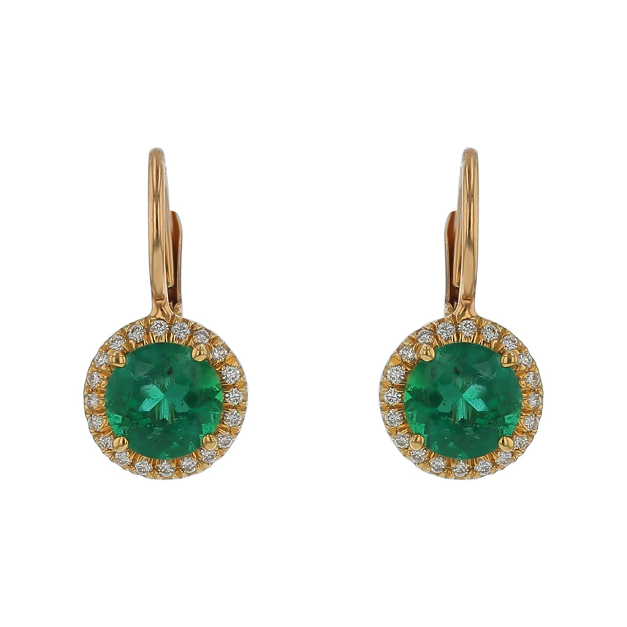 2.13ct Emeralds and 0.17ct Diamond Earrings in 18K Yellow Gold