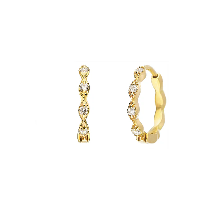 Eleanor 0.06ct Diamond Huggie Hoop Earrings in 18K Yellow Gold