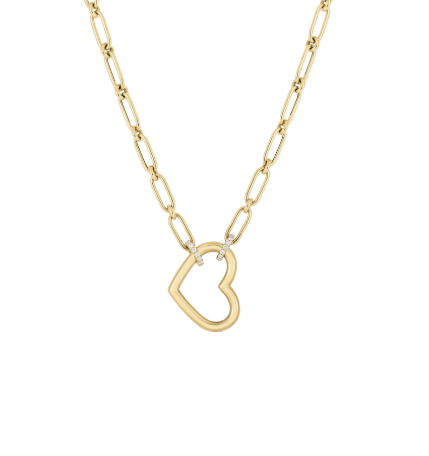 Cialoma 0.09ct Diamond Dangle Open Heart Necklace in 18K Yellow Gold, 17"