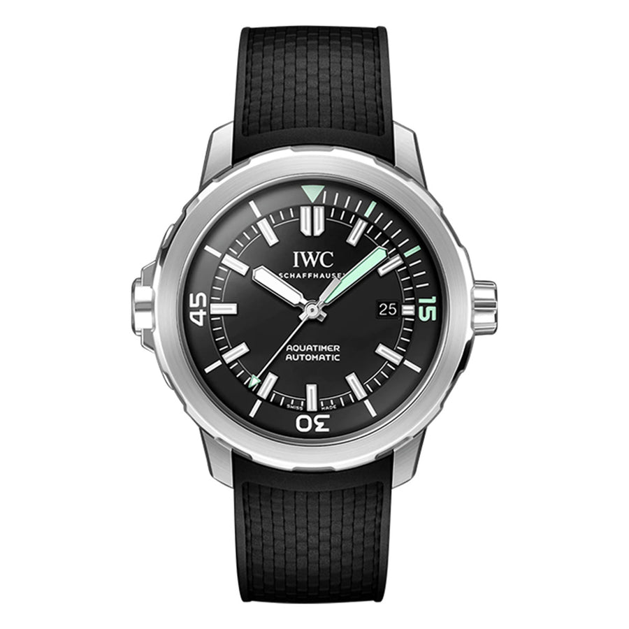 42mm Aquatimer Watch with Black Dial in Stainless Steel, Strap