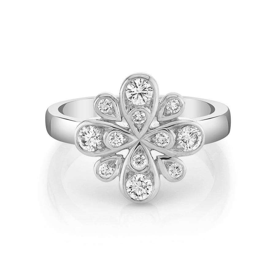 Scallop Jubilee 0.46ct Round Diamond Ring in 18K White Gold