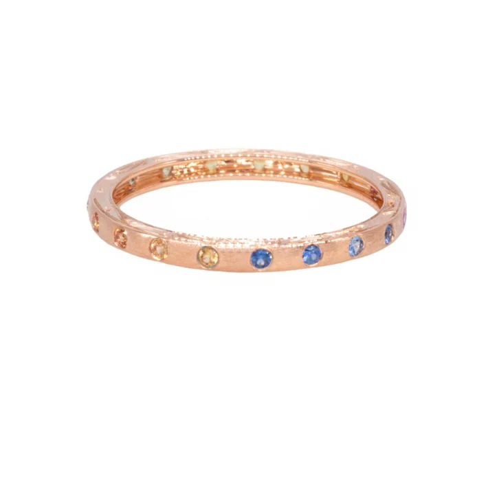 Dunes 0.24ct Rainbow Sapphire Narrow Band in 18K Rose Gold, Size 6.5