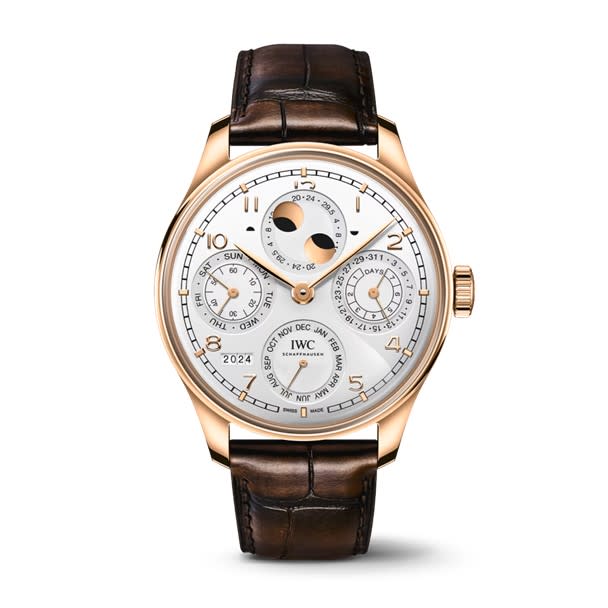 44.4mm Portugieser Perpetual Calendar Watch with White Dial in 18K Rose Gold, Strap