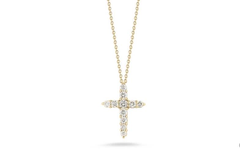Tiny Treasures 0.39ct Diamond Cross Pendant in 18K Yellow Gold, 18" chain