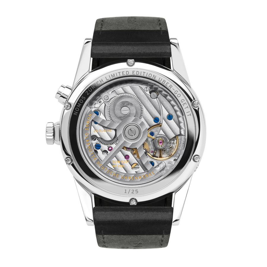 40mm Zurich Worldtimer with Black Dial in Stainless Steel, Strap (UBER Edition)
