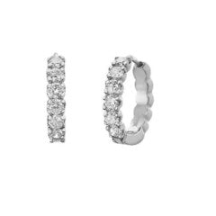 Zelda Diamond Huggie Hoop Earrings in 18K White Gold