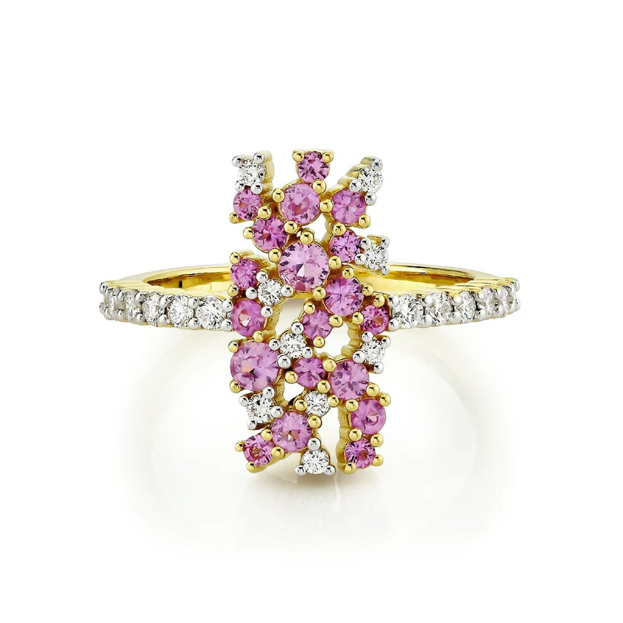 0.58ct Pink Sapphire and 0.32ct Diamond Ring in 18K Yellow Gold