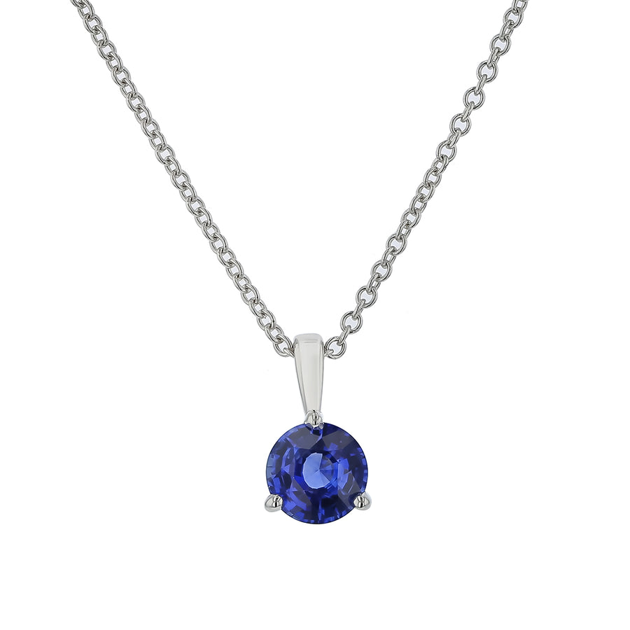 0.93ct Sri Lankan Sapphire Solitaire Pendant in 18K White Gold, 18in Chain
