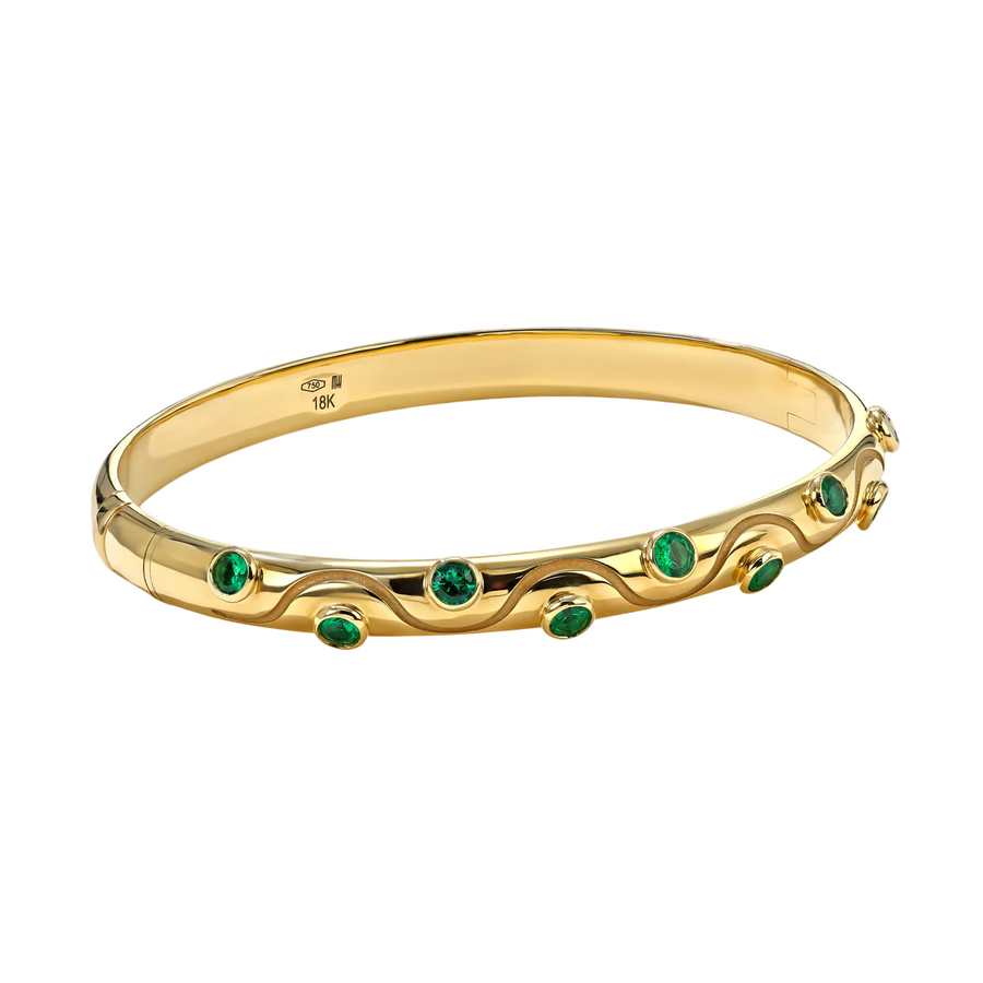 Riva 0.84ct Emerald Crest Bangle Bracelet in 18K Yellow Gold