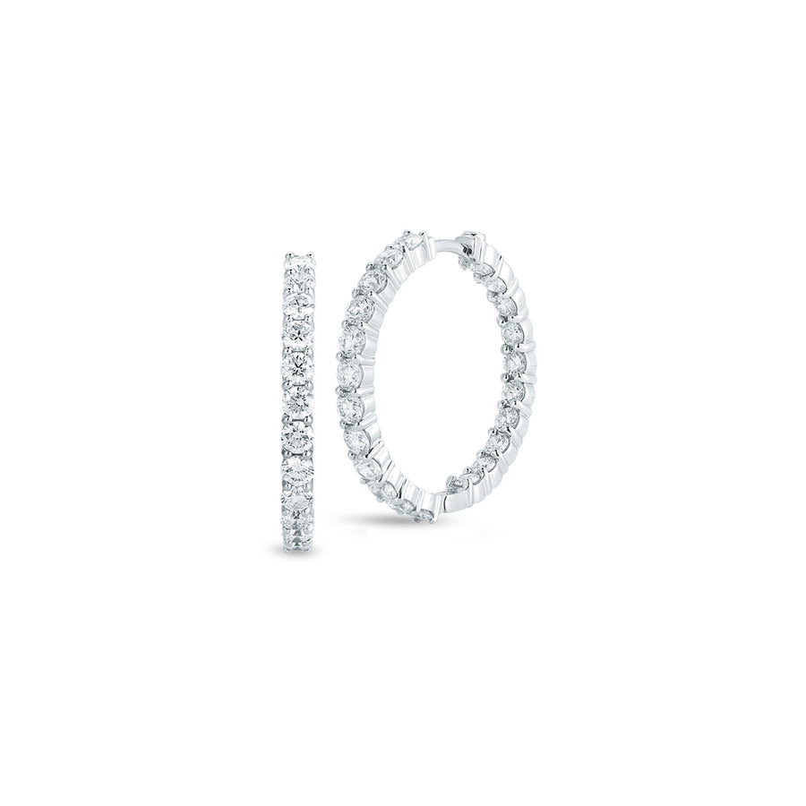 Perfect Diamond 3.43ct Diamond 28mm Hoop Earrings in 18K White Gold