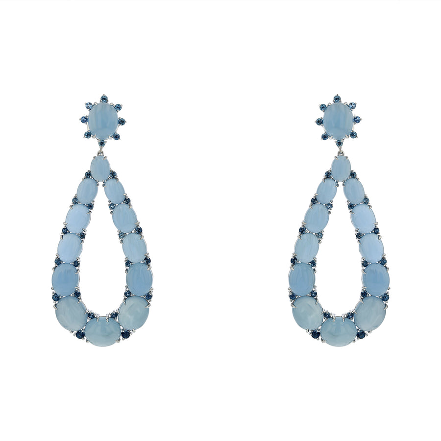 61.50ct Aquamarine and 2.82ct Indicolite Drop Earrings in 18K White Gold