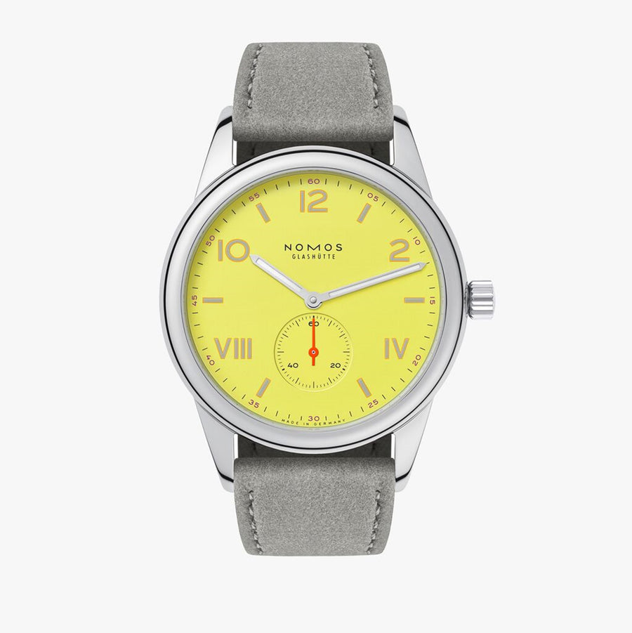 38.5mm Club Campus Watch with Yellow Dial in Stainless Steel, Strap
