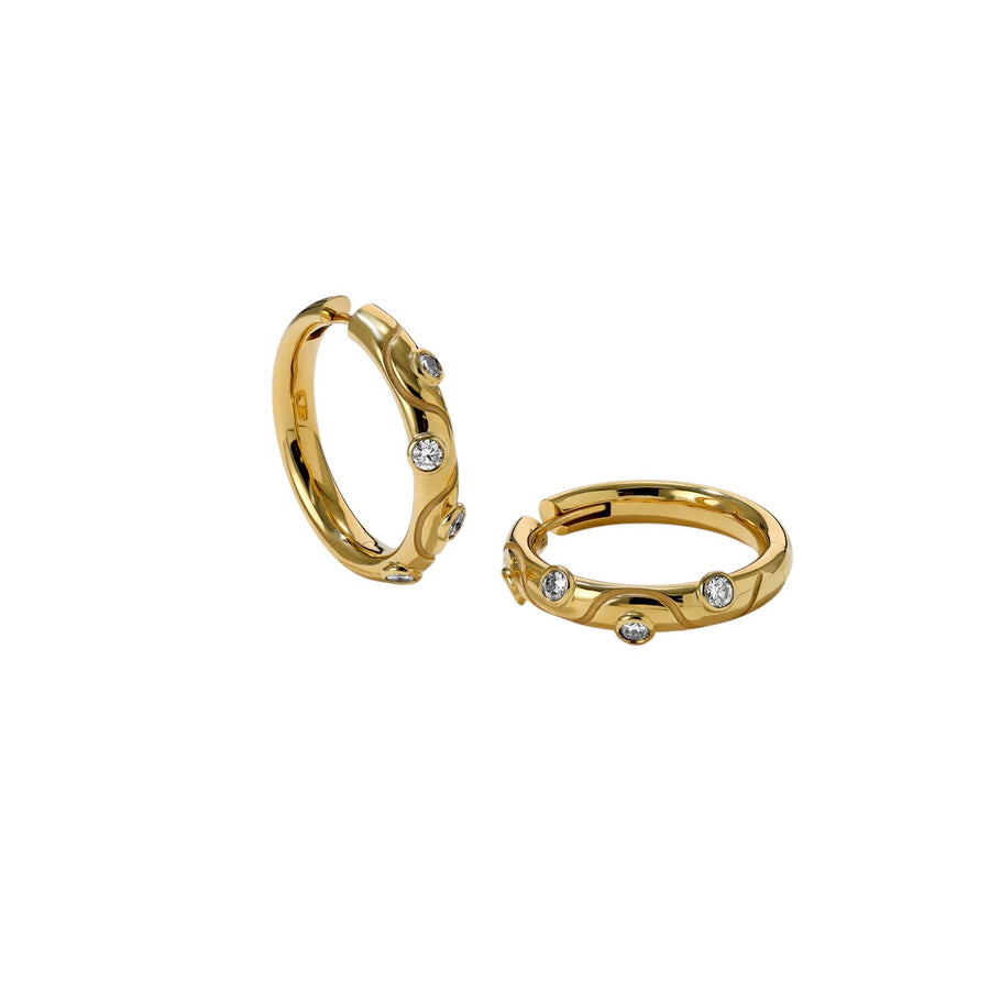 Riva Crest 0.83ct Diamond Hoop Earrings in 18K Yellow Gold