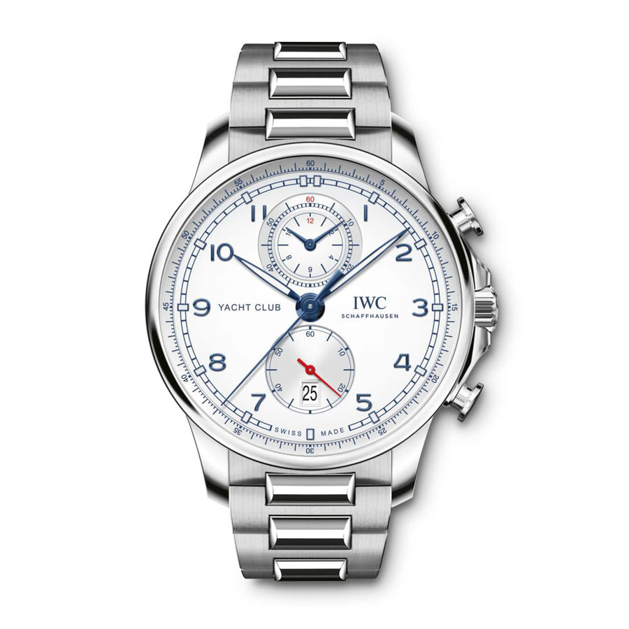 44.6mm Portugieser Yacht Club Watch with Silver Dial in Stainless Steel Bracelet