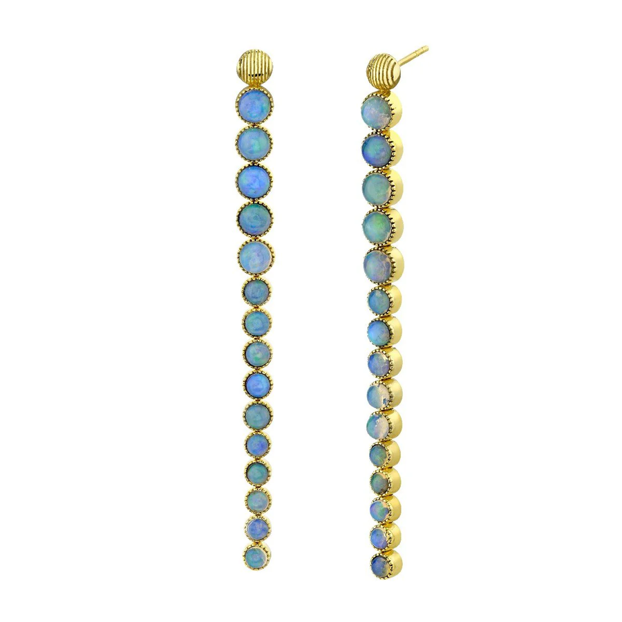 6.74ct Ethiopian Opal Drop Earrings in 18K Yellow Gold