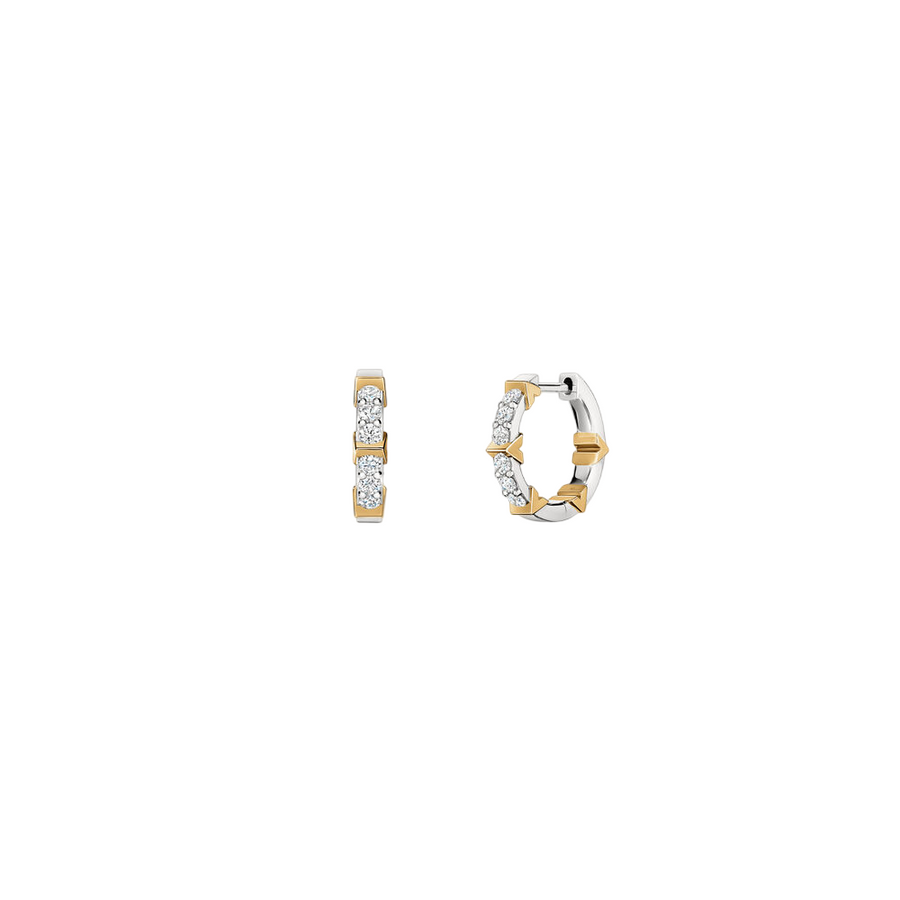 Copley 0.44ct Diamond Huggie Hoop Earrings in 18K White and Yellow Gold
