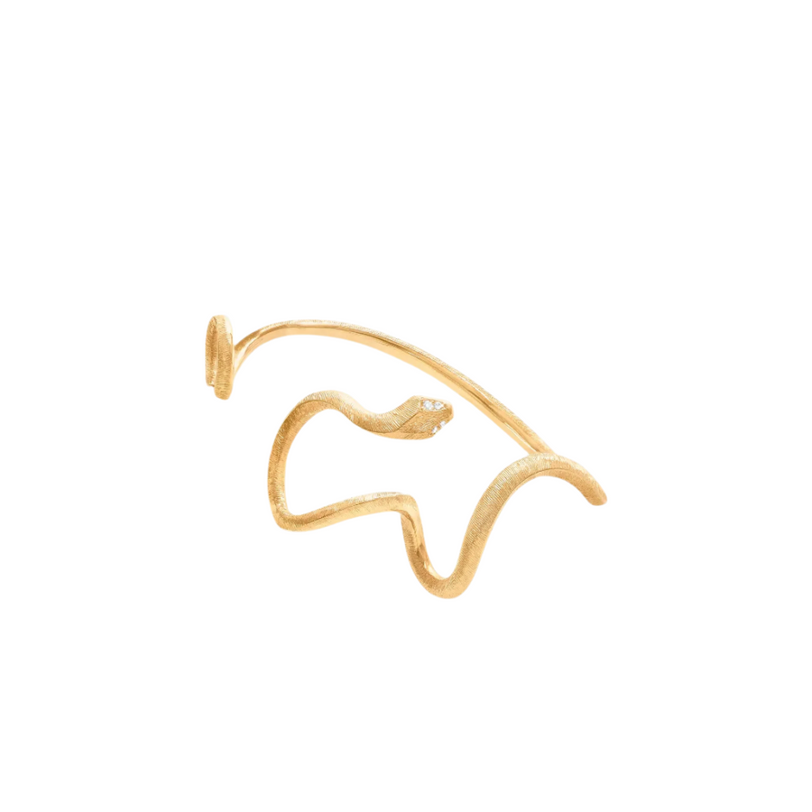 Snake 0.026ct Diamond Medium Bangle Bracelet in 18K Yellow Gold