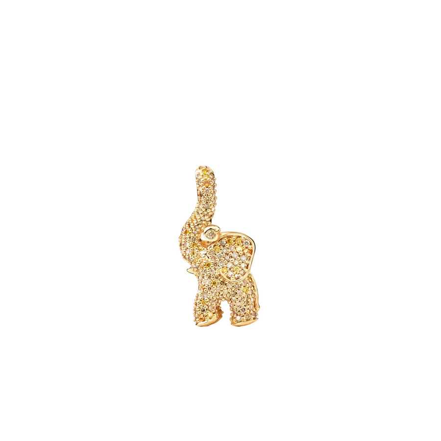 Sweet Drops 0.88ct Orange and Brown Diamond Elephant Pendant in 18K Yellow Gold, without chain