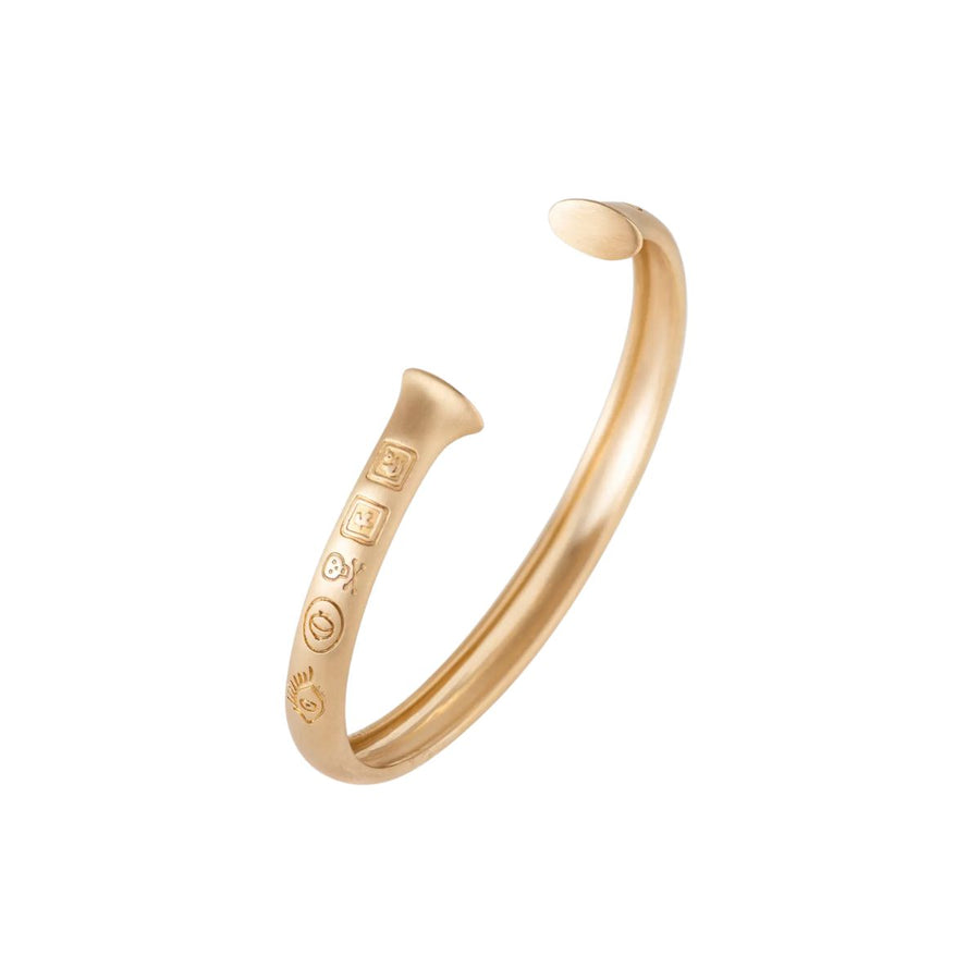 Julius Engraved Men's Bangle Bracelet in 18K Yellow Gold