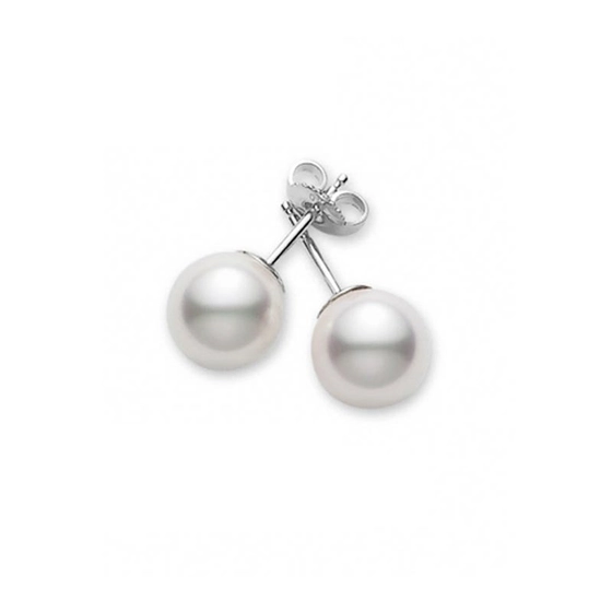 7.5-8mm AA Akoya Pearl Stud Earrings in 18K White Gold