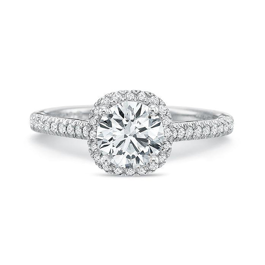 0.20ct Diamond Halo Ring Semi Mount in Platinum Size 6 with CZ Center