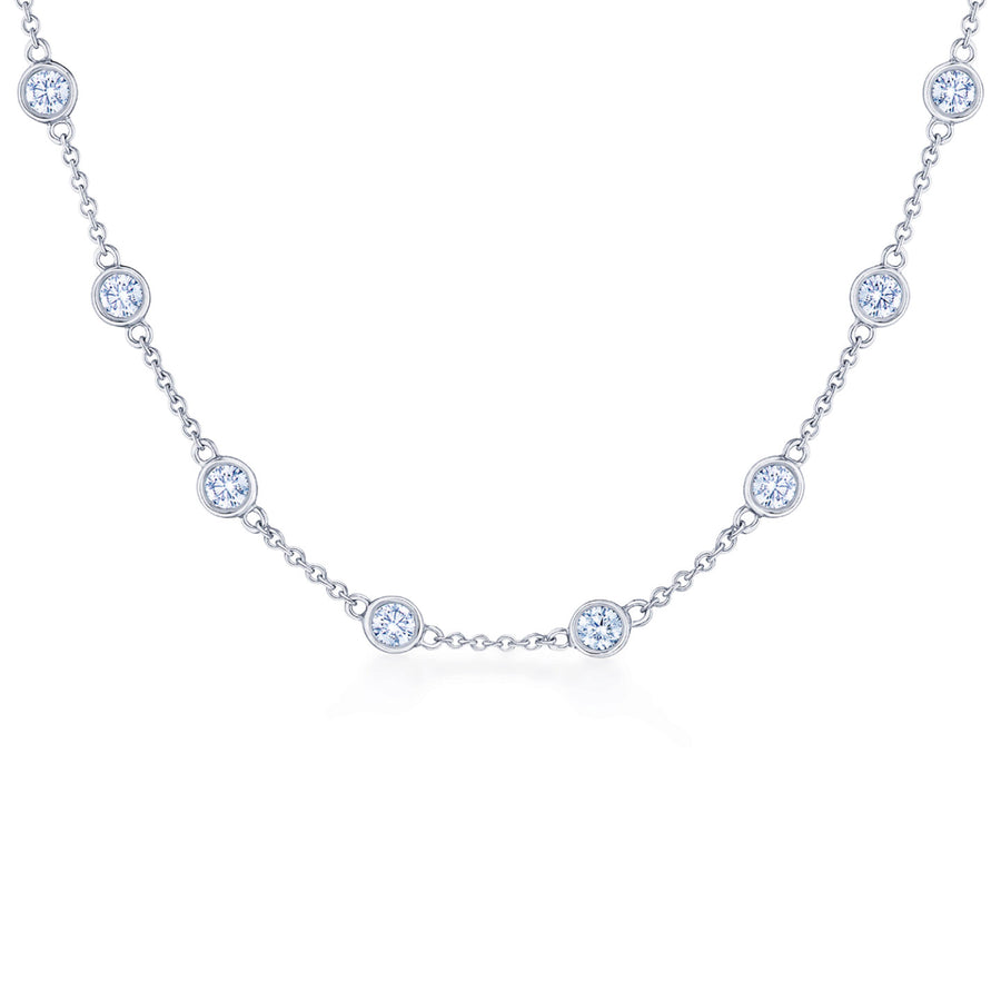 Diamond Strings 2.51ct Diamond Bezel Set Necklace in 18K White Gold, 18"