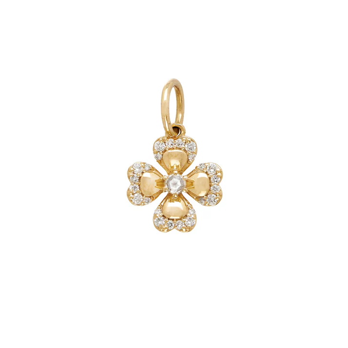 0.21ct Diamond Clover Small Charm in 18K Yellow Gold, without chain