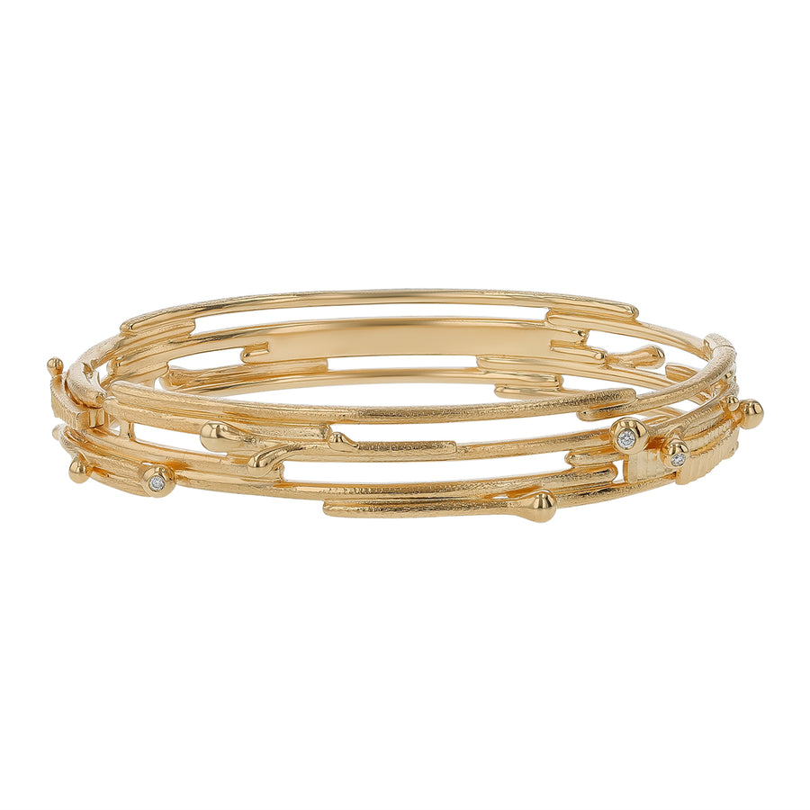 Boho 0.03ct Diamond Bangle Bracelet in 18K Yellow Gold