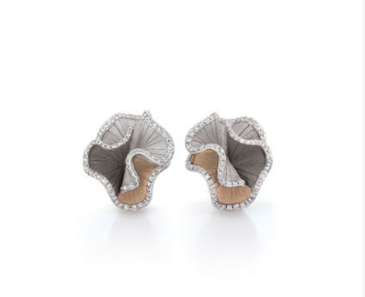 Sultana 0.48ct Round Diamond Earrings in 18K White Ice, Natural Beige and Black Lava Gold