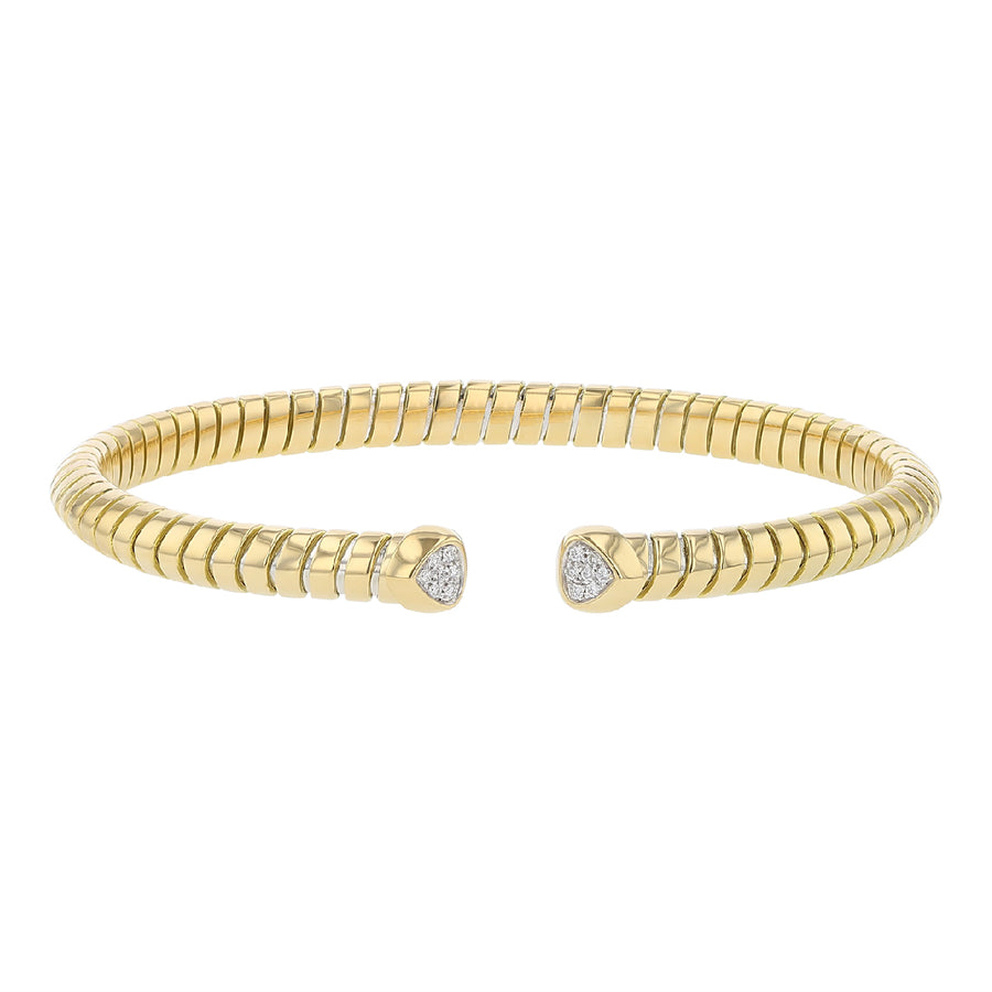 18K YELLOW GOLD 14 FULL CUT DIAMONDS=0.08CTS TRISOLINA PAVE CUFF BRACELET SIZE MEDIUM