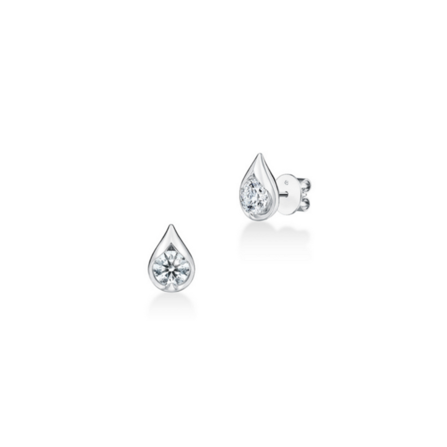 Droplet 1.46ct Diamond Stud Earrings in 18K White Gold