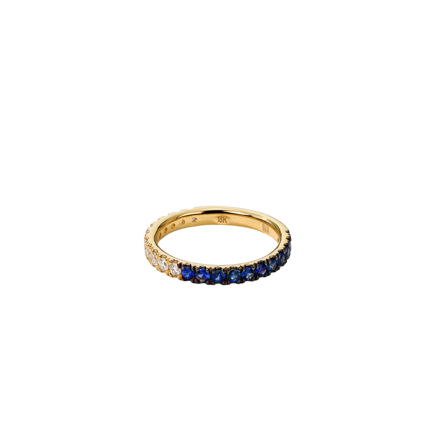 0.47ct Sapphire and 0.39ct Diamond Half and Half Band in 18K Yellow Gold, size 6.5