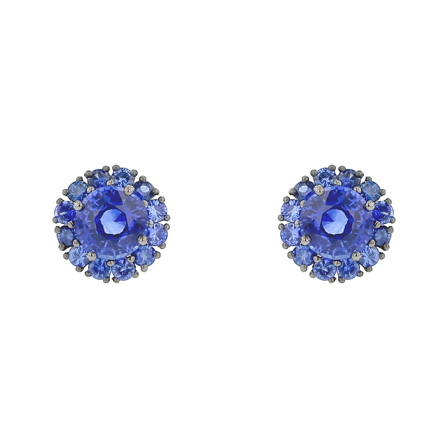 3.87ct Sapphire Halo Earrings in 18K White Gold