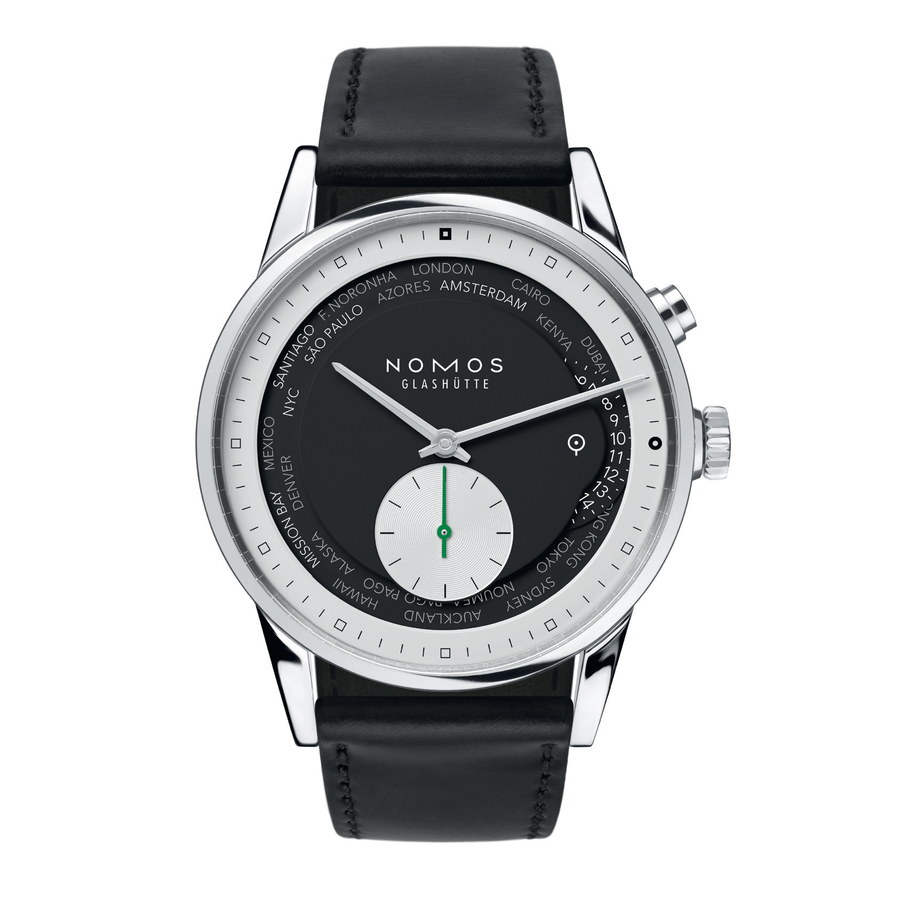 40mm Zurich Worldtimer with Black Dial in Stainless Steel, Strap (UBER Edition)
