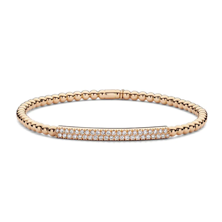 0.41Ct Diamond Bar Stretch Bracelet in 18k Rose Gold