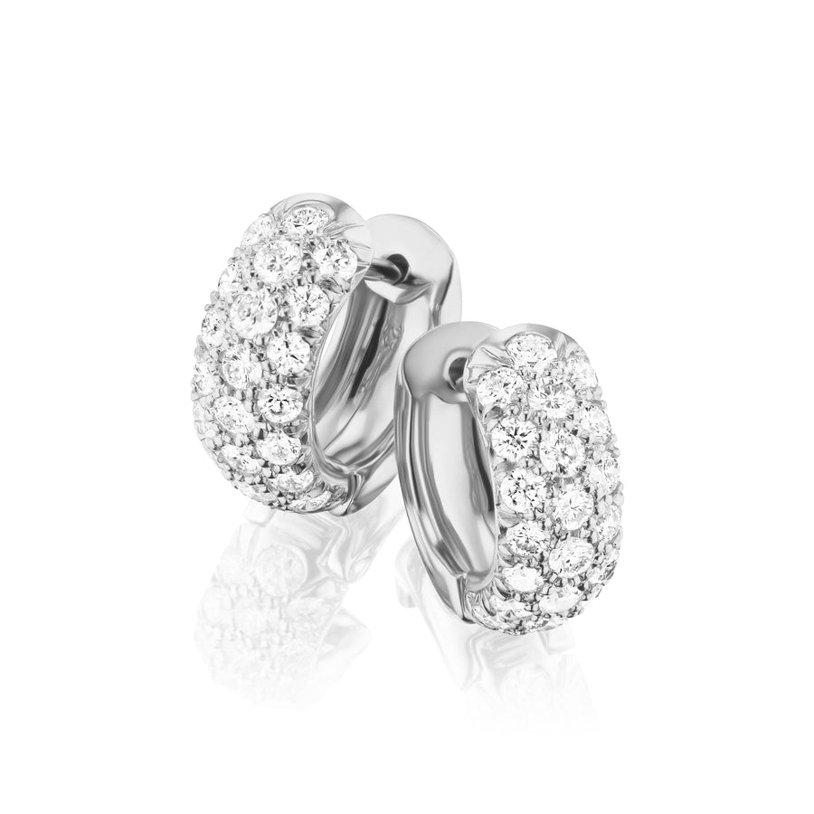 Diamond Huggie Hoop Earrings in Platinum