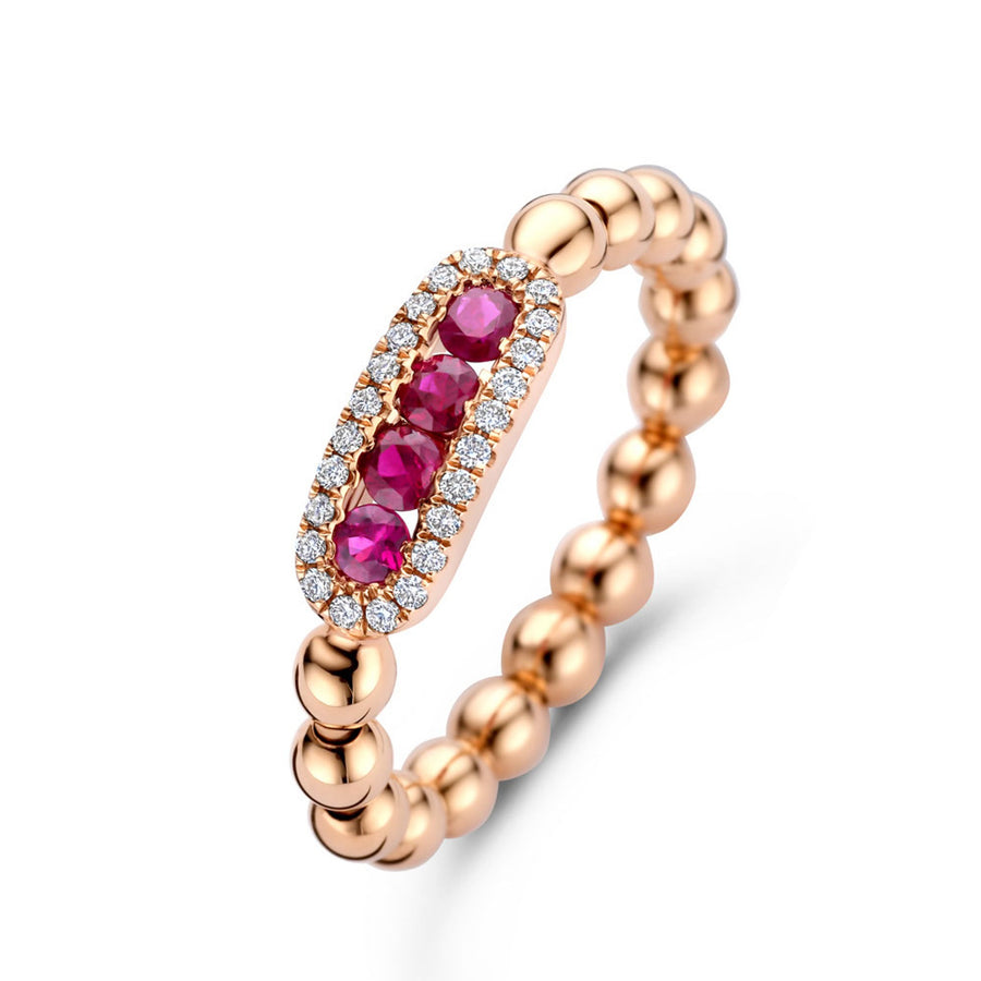 Sparkling 0.28ct Ruby and 0.12ct Diamond Ring in 18K Rose Gold