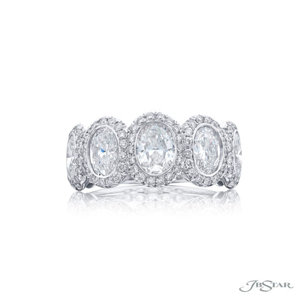 3.12ct Oval Diamond Bezel Set Halo Band in Platinum