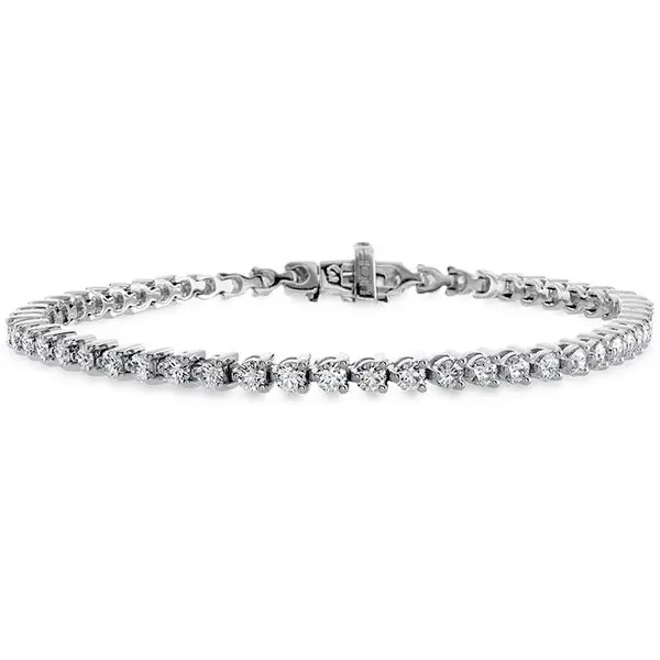 Temptation 6.80-7.00ct Diamond Three Prong Tennis Bracelet in 18K White Gold, 7"