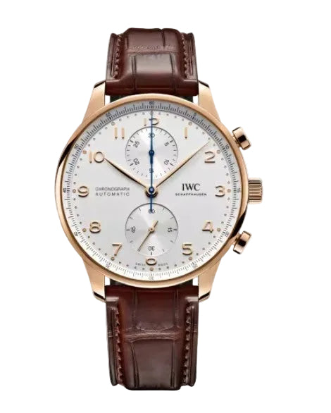 41mm Portugieser Chronograph Watch with Silver Dial in 18K Rose Gold, Strap