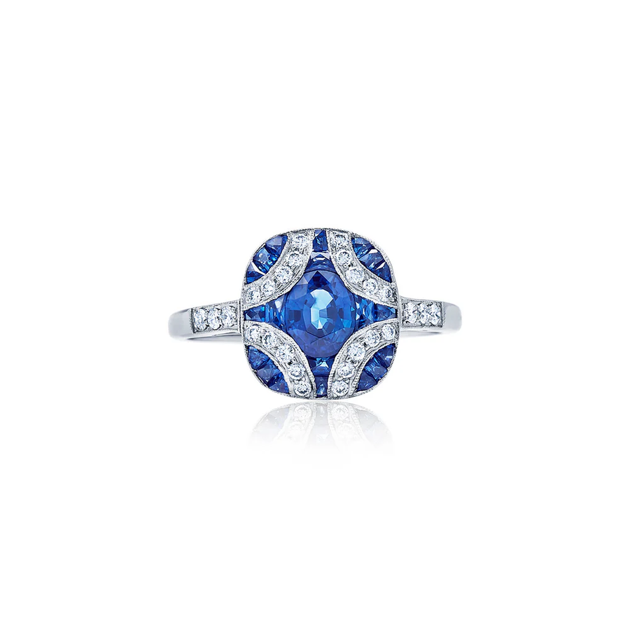 Argyle 1.02ct Sapphire and 0.20ct Diamond Ring in 18K White Gold, size 6