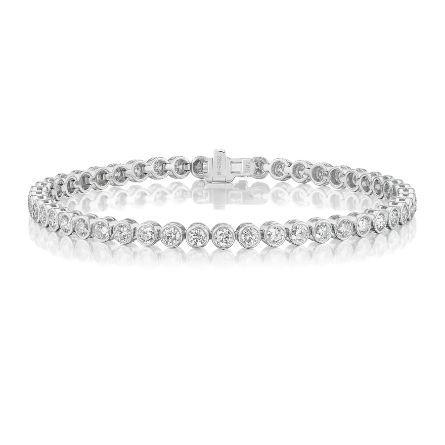 4.03ct Diamond Bezel Line Bracelet in 18K White Gold, 7"