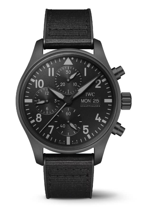 41mm Top Gun Chronograph Pilot's Watch with Black Dial in Ceratanium, Strap