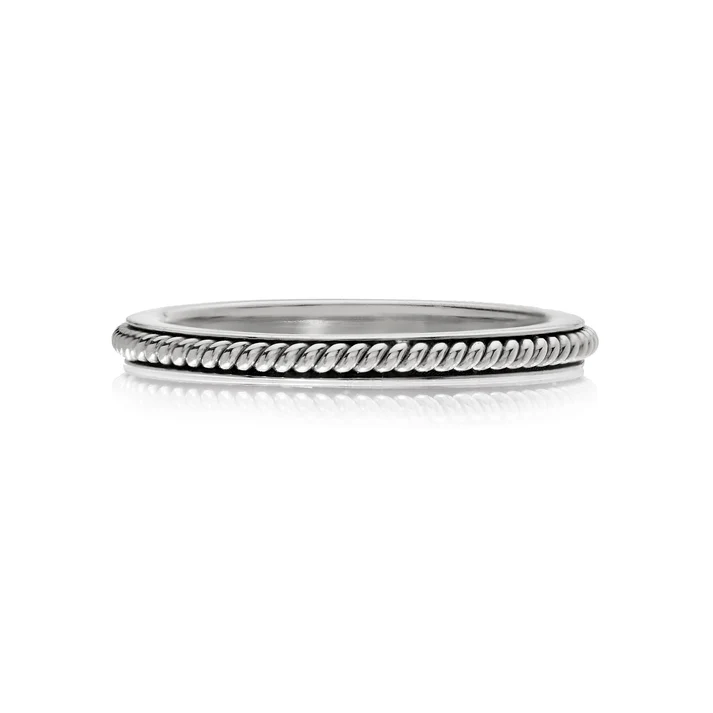 Channel Rope Band in 18K White Gold, Size 7