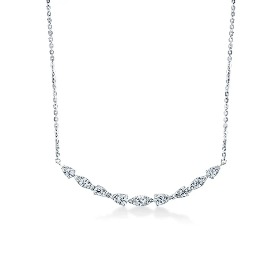Aerial Dewdrop 0.46-0.54ct Diamond Necklace in 18K White Gold, 18"
