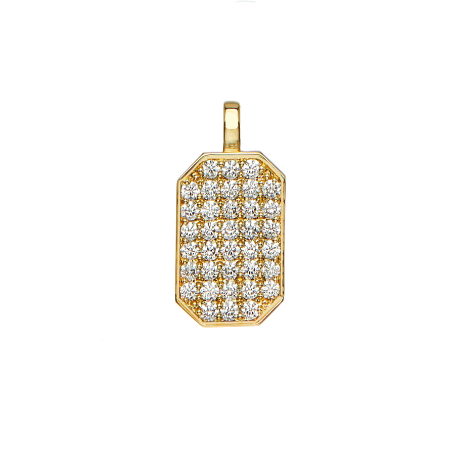 Dog Tag 0.72ct Diamond Charm in 18K Yellow Gold, without chain