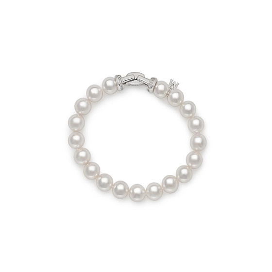 Akoya 8x8.5mm A Pearl Bracelet in 18K White Gold, 7"